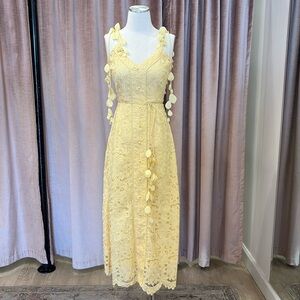 Ciebon Azalia Lace Midi Dress in Yellow, EUC, sz Small